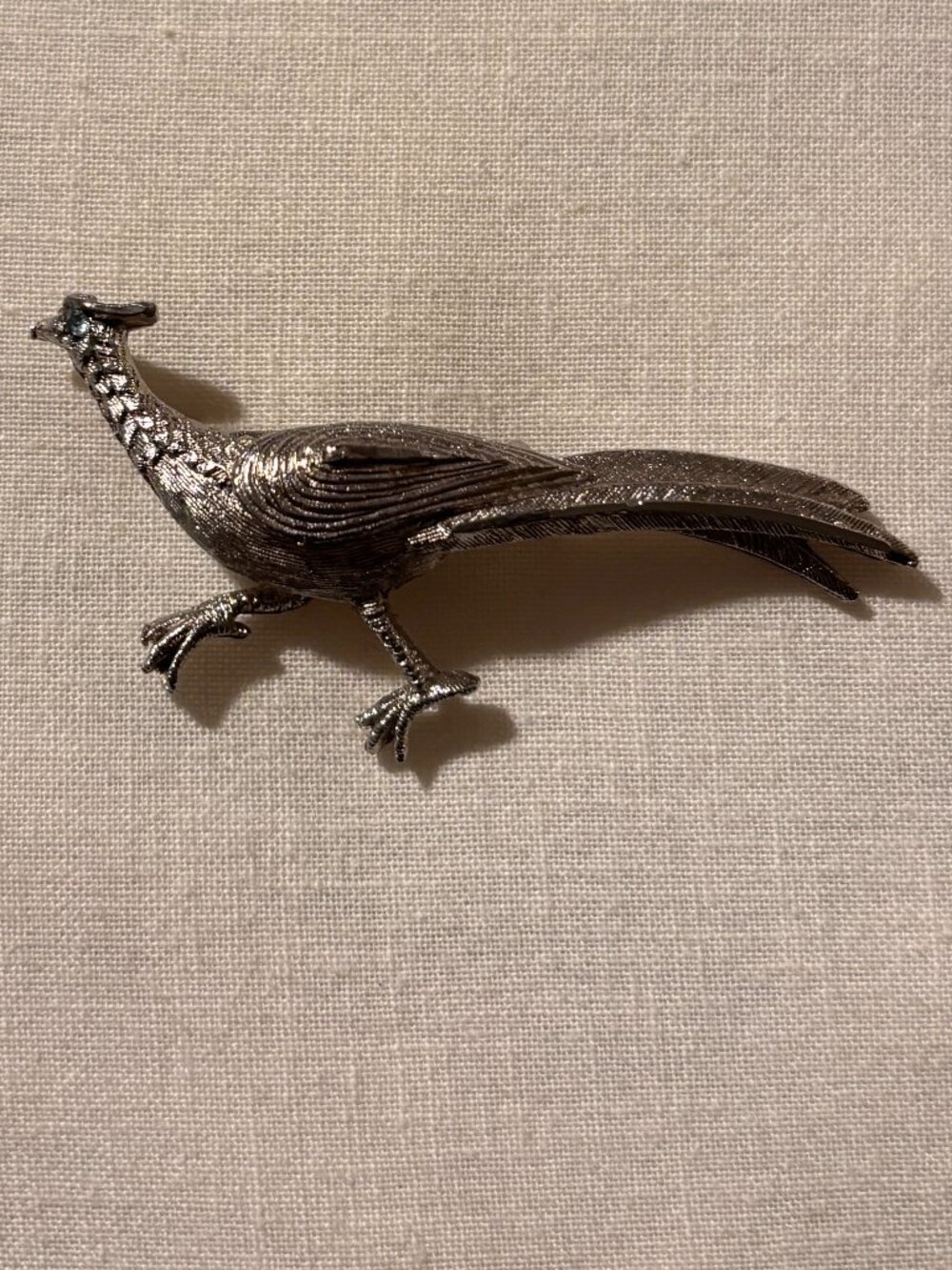 Vintage Road Runner Pheasant Brooch Pin Silver Tone